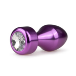 Metalen buttplug met helder kristal - paars